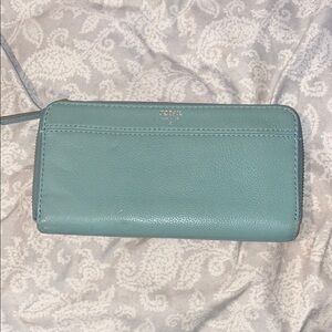 Fossil Women's Teal Leather Wallet